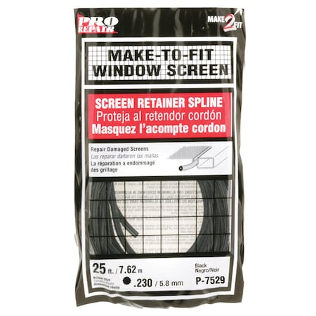 Prime-Line Spline Blk 25'L .230 P7529